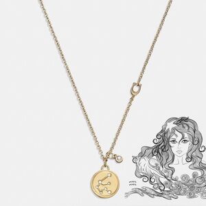 Coach Gold Aquarium Constellation Astrology Pendant Necklace! New  no tag